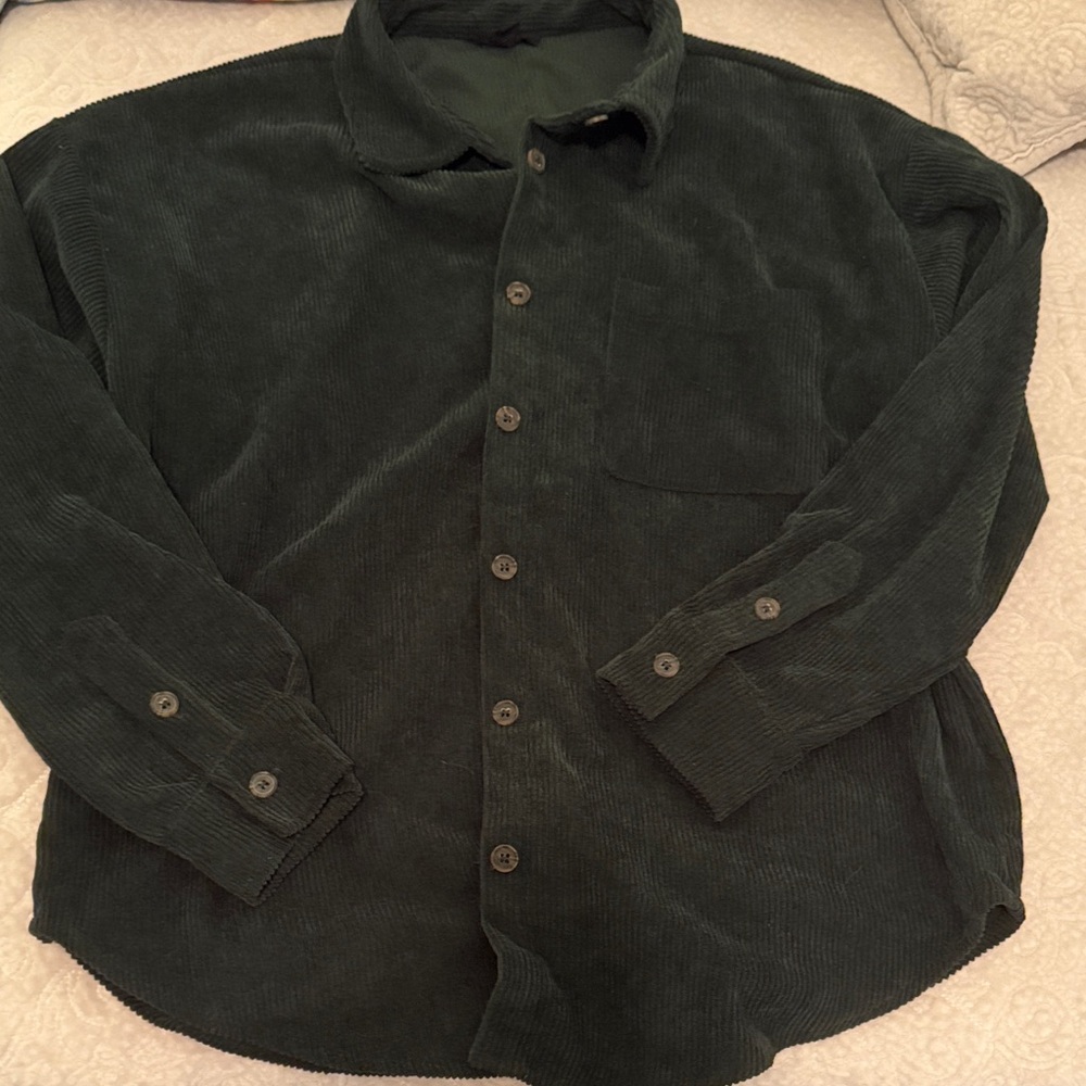 Blu Pepper Forest Green Corduroy Shirt Jacket